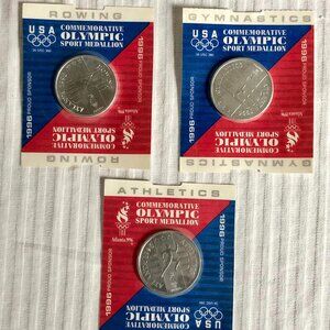 Lot of 3 NIP Vintage 1996 Atlantic Commemorative Olympic Sport Medallion Coins